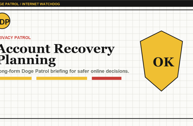 Doge Patrol illustration for Account Recovery Planning: The Boring Document That Saves a Bad Week.