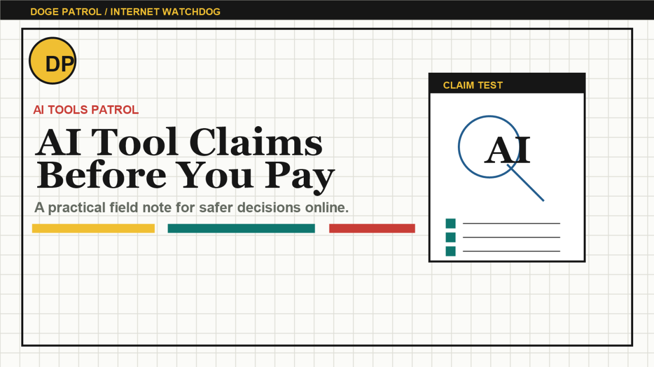 Doge Patrol illustration for testing AI tool claims before paying.