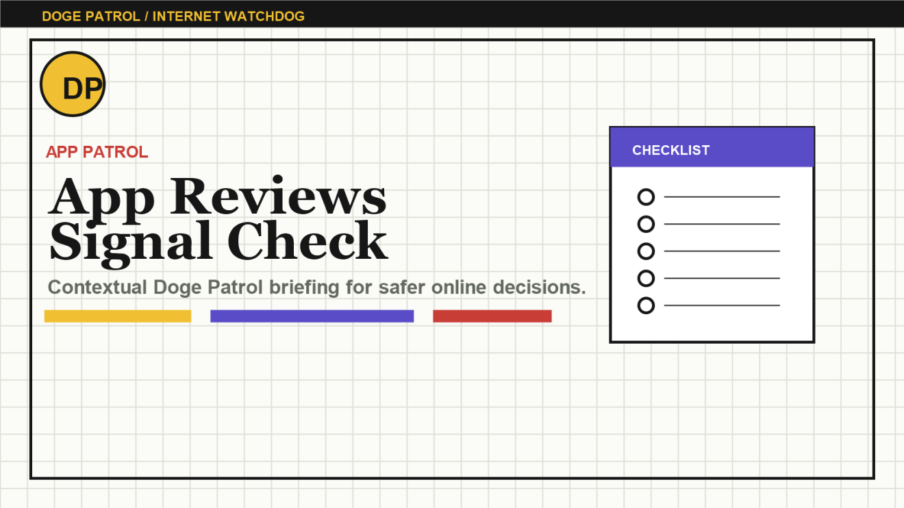 Doge Patrol contextual illustration for App Store Review Manipulation: Reading Ratings Without Being Fooled.