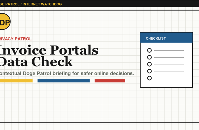 Doge Patrol contextual illustration for Client Invoice Portals: What to Check Before Uploading Tax or Bank Data.