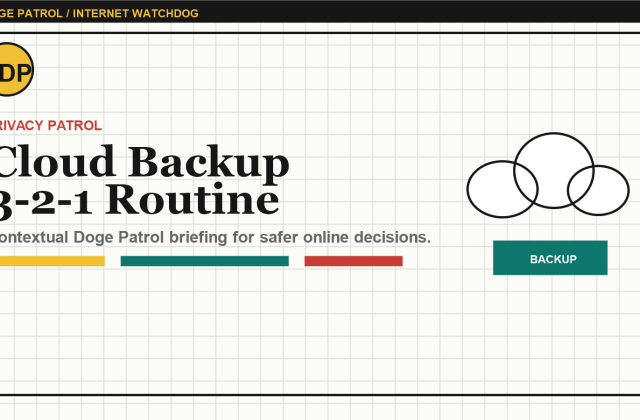 Doge Patrol contextual illustration for Cloud Backup Routine: The 3-2-1 Rule Without the Drama.