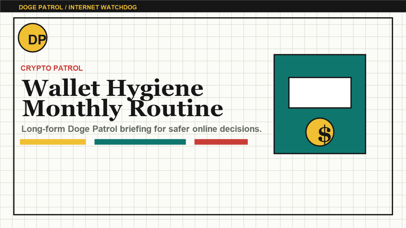 Doge Patrol illustration for Crypto Wallet Hygiene: The Monthly Routine That Prevents Expensive Mistakes.