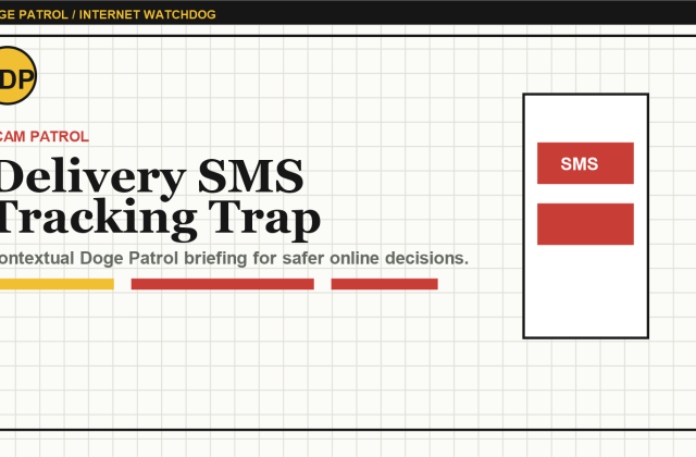 Doge Patrol contextual illustration for Fake Delivery SMS: The Tracking Link That Starts the Scam.