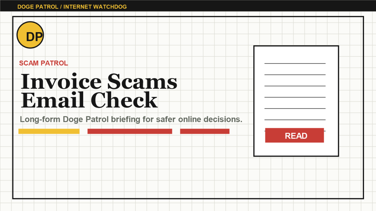 Doge Patrol illustration for Invoice Scams for Freelancers: The Payment Email Checklist.
