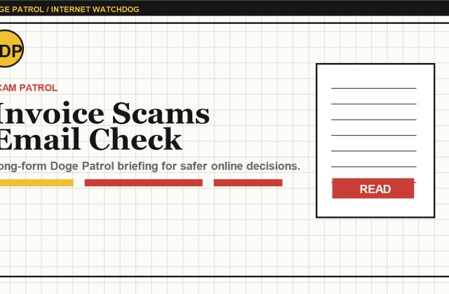 Doge Patrol illustration for Invoice Scams for Freelancers: The Payment Email Checklist.