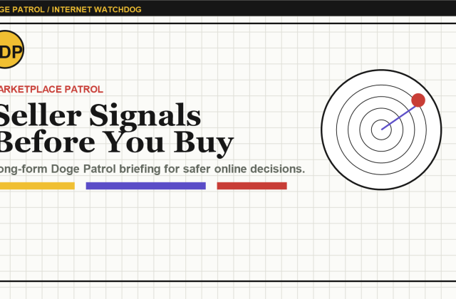 Doge Patrol illustration for Marketplace Seller Signals: How to Avoid Too-Good-To-Be-True Listings.
