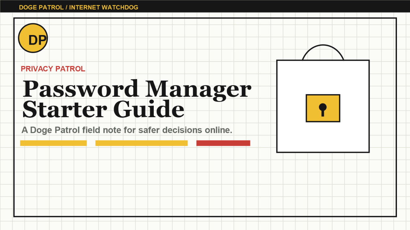 Doge Patrol illustration for starting with a password manager.