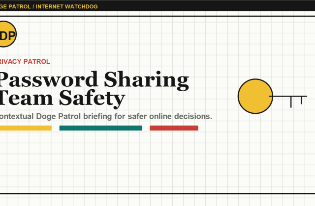 Doge Patrol contextual illustration for Password Sharing at Work: Safer Alternatives for Small Teams.