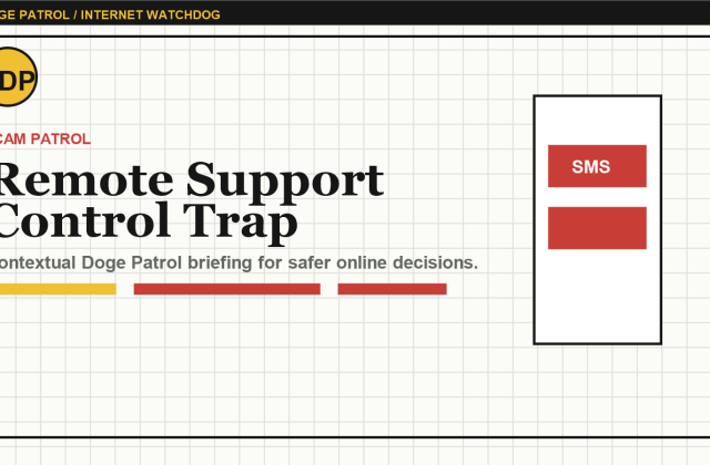 Doge Patrol contextual illustration for Remote Desktop Support Scams: The Moment Help Becomes Control.