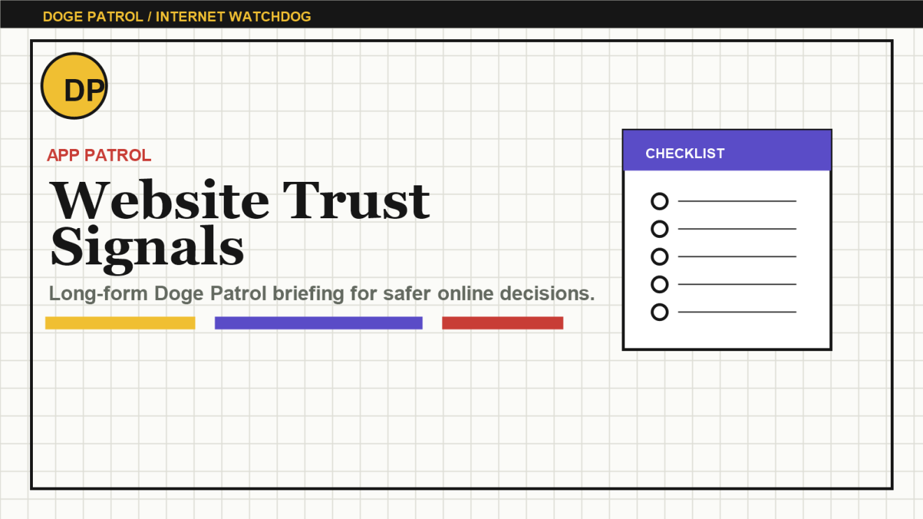 Doge Patrol illustration for Small Business Website Trust Signals: What Visitors Check Before They Contact You.