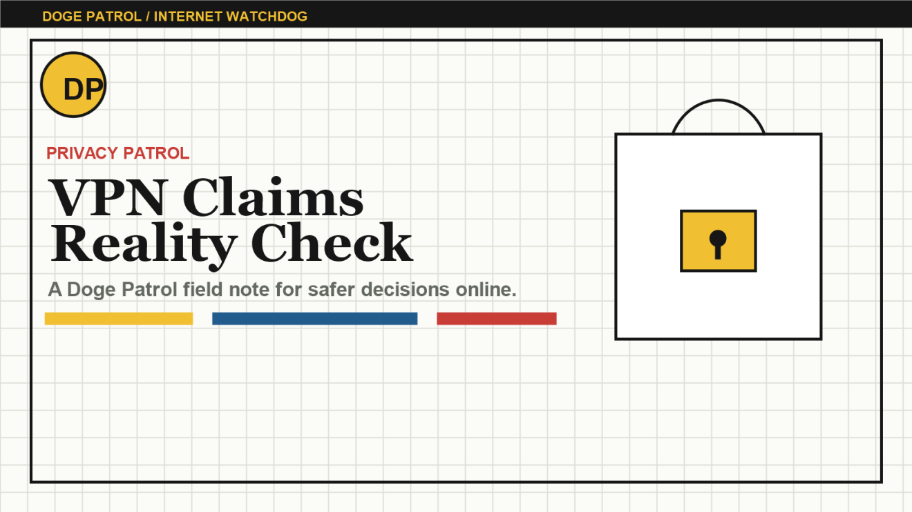 Doge Patrol illustration for checking VPN privacy claims.